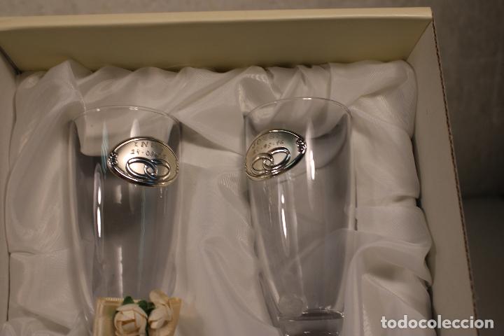 Antig&uuml;edades: 2 copas de cristal y plata de ley 925 - Foto 8
