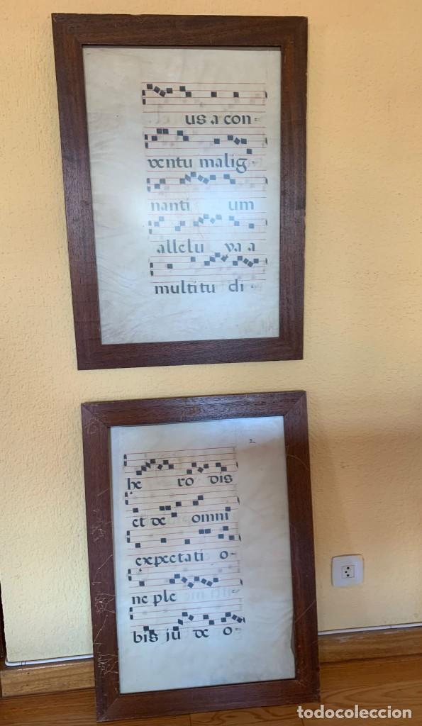 Antig&uuml;edades: Pareja de manuscritos en pergamino de canto gregoriano