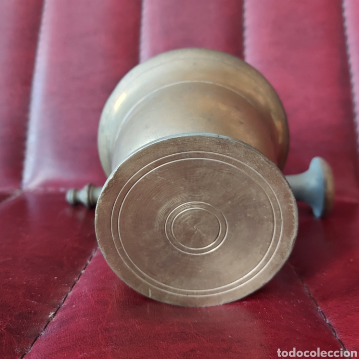 Antig&uuml;edades: MORTERO O ALMIREZ DE BRONCE CON SU MAZO ORIGINAL - Foto 4