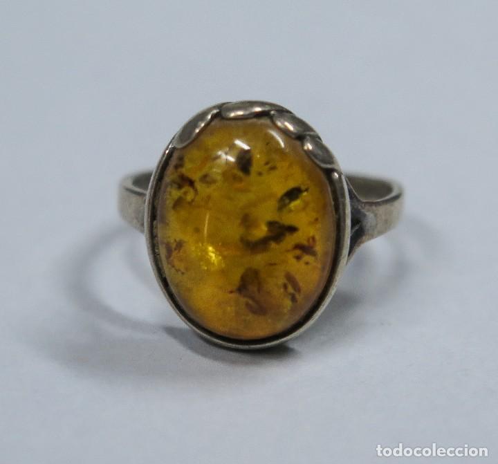 Antig&uuml;edades: ANILLO DE PLATA Y AMBAR - Foto 1