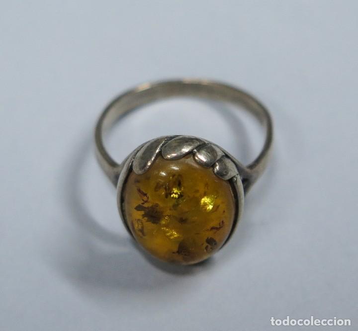 Antig&uuml;edades: ANILLO DE PLATA Y AMBAR - Foto 2