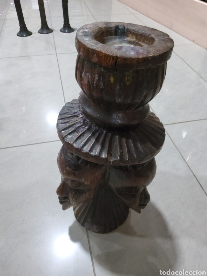 Antig&uuml;edades: Candelabro macizo madera - Foto 3