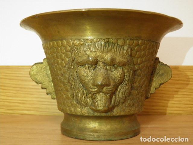 Antig&uuml;edades: ALMIREZ ,MORTERO DE BRONCE CON CABEZA DE LEONES - Foto 1