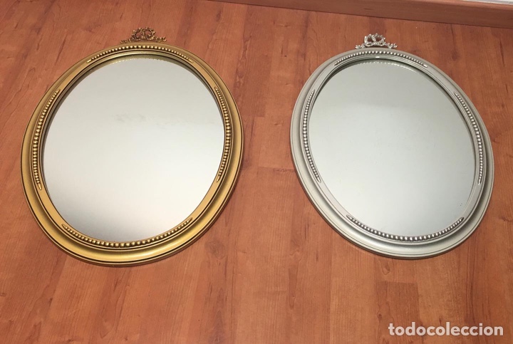 Antiques: Pareja de espejos. Madera. Dorado y plateado.