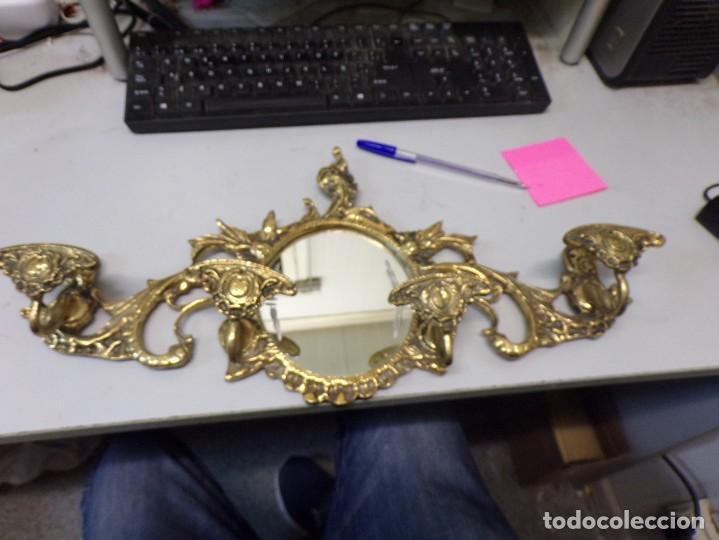 Antigüedades: precioso y perfecta cornucopia espejo colgador de bronce antiguo - Foto 1 - 266748783
