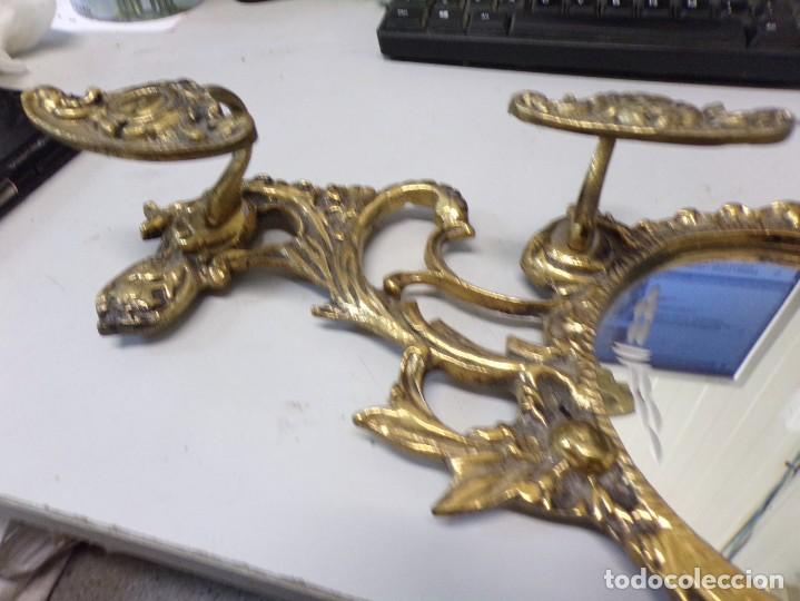 Antigüedades: precioso y perfecta cornucopia espejo colgador de bronce antiguo - Foto 10 - 266748783