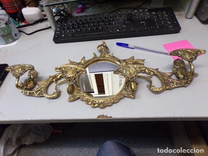 Antigüedades: precioso y perfecta cornucopia espejo colgador de bronce antiguo - Foto 15 - 266748783