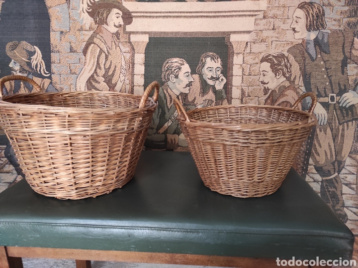 Oggetti Antichi: Pareja de cestas de mimbre hechas a mano