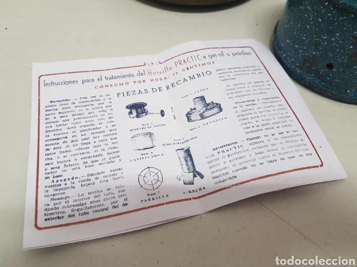 Antig&uuml;edades: Hornillo Practic,piezas sueltas y instrucciones de uso - Foto 7