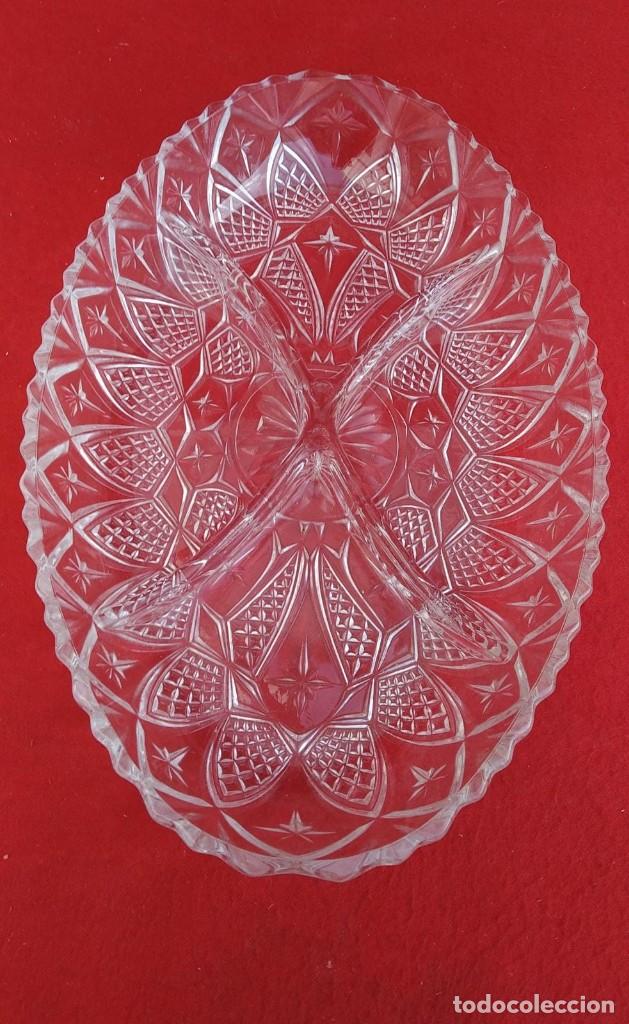 Antiguidades: FUENTE ANTIGUA DE CRISTAL PARA APERITIVOS CON 4 APARTADOS DE MEDIDAS: 4 X 19 X 29