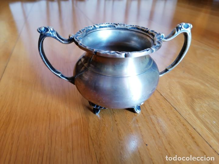 Antiguidades: ANTIGUO AZUCARERO METAL ALPACA CON SELLO HLS INDIA 15 x 8 CM.