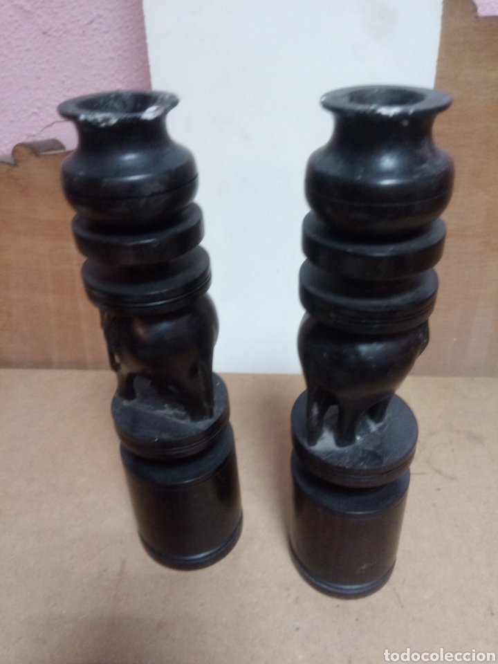 Antig&uuml;edades: Pareja candelabros antiguos - Foto 2