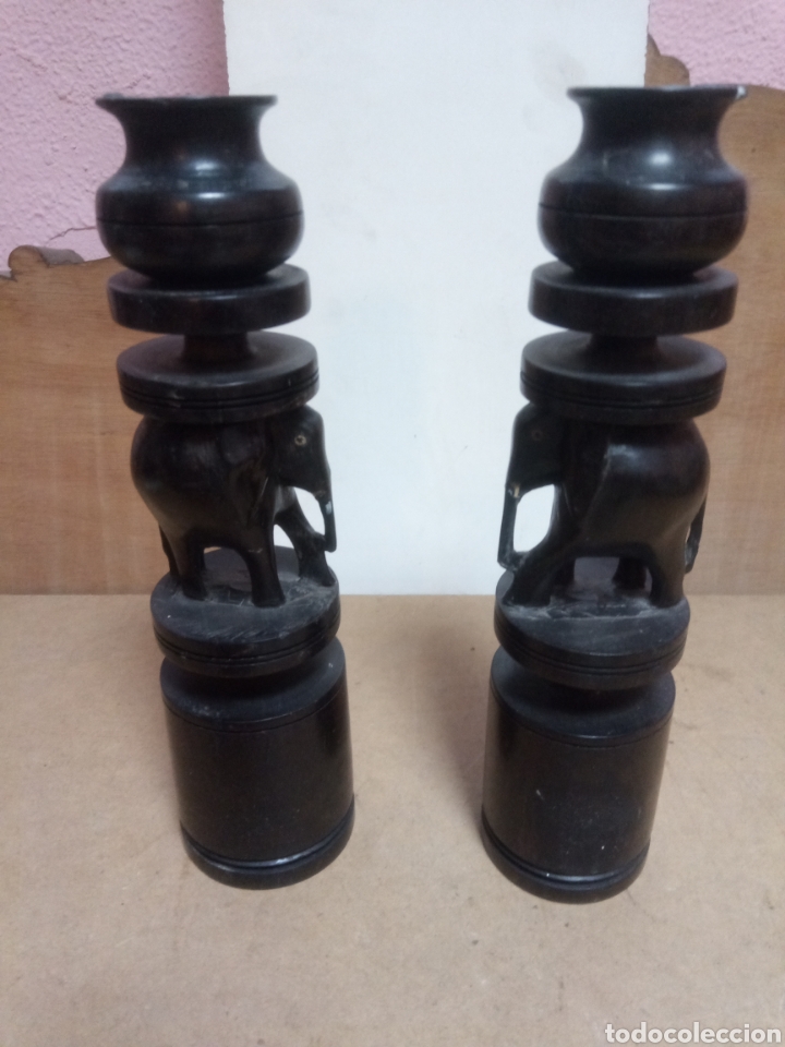Antig&uuml;edades: Pareja candelabros antiguos - Foto 1