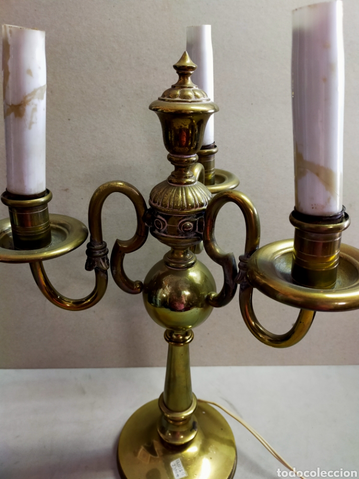 Antig&uuml;edades: CANDELABRO DE BRONCE, TRES LUCES, ESTILO HOLANDES. - Foto 6