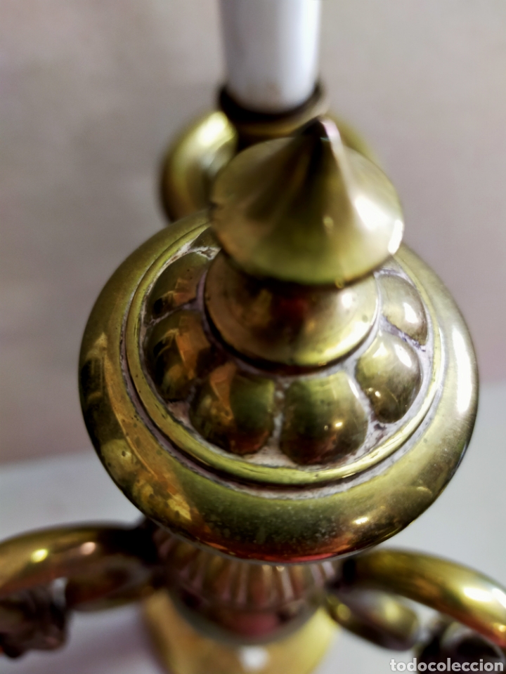 Antig&uuml;edades: CANDELABRO DE BRONCE, TRES LUCES, ESTILO HOLANDES. - Foto 13