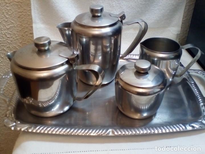 Antig&uuml;edades: Tetera Cafetera Lechero Azucarero Y Bandeja. - Foto 2