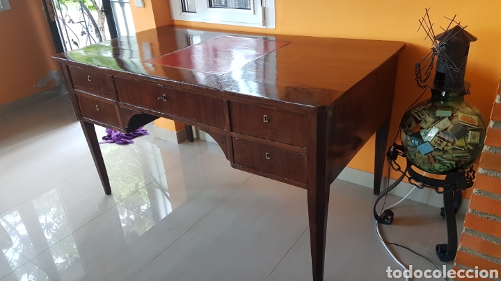 Antig&uuml;edades: MESA DE DESPACHO DE CAOBA CUBANA FINALES XIX - Foto 3