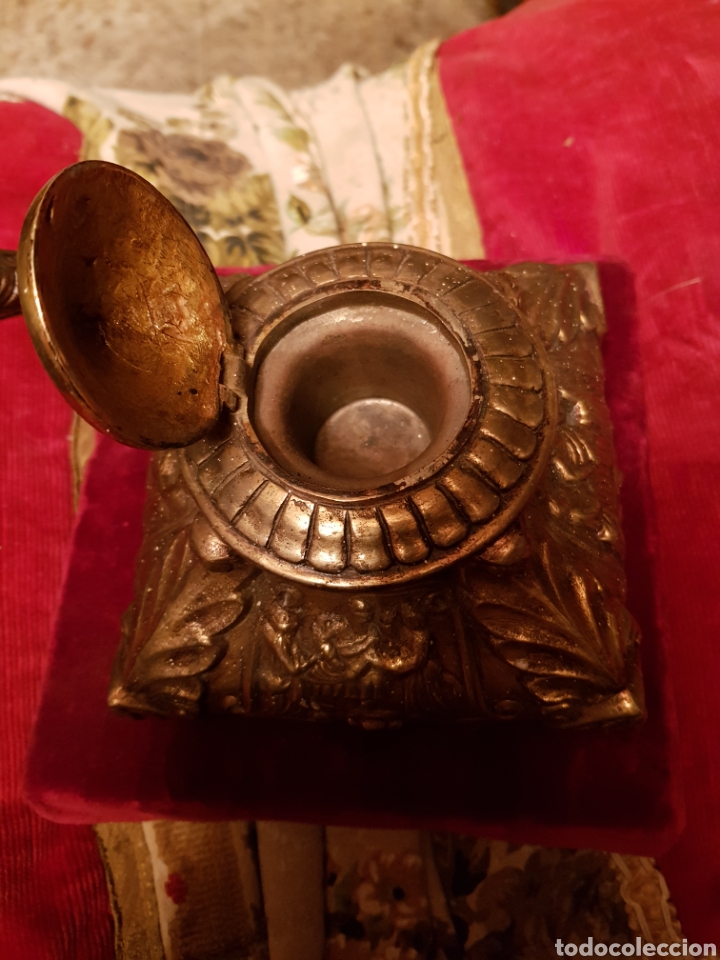 Antig&uuml;edades: ANTIGUO TINTERO DE BRONCE MACIZO - Foto 2