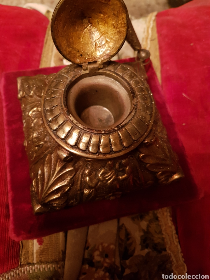 Antig&uuml;edades: ANTIGUO TINTERO DE BRONCE MACIZO - Foto 3