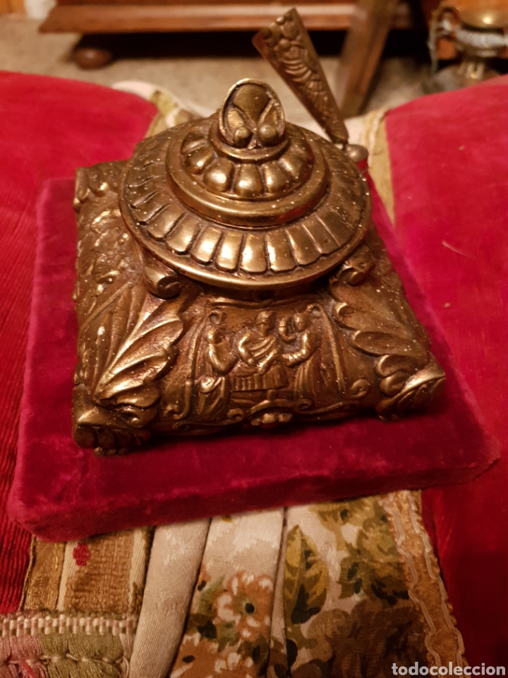 Antig&uuml;edades: ANTIGUO TINTERO DE BRONCE MACIZO - Foto 4