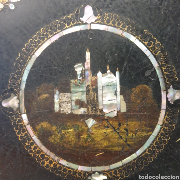 Antig&uuml;edades: Expectacular bandeja con incrustaciones de Nacar - Foto 2