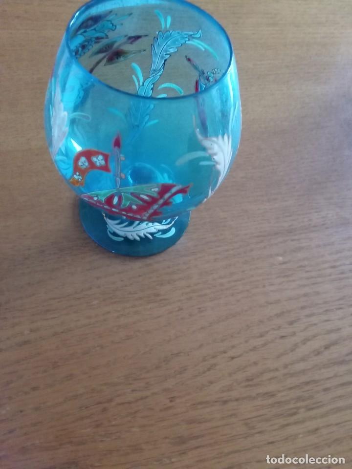 Antiguidades: Copa de cristal firmada por Royo.