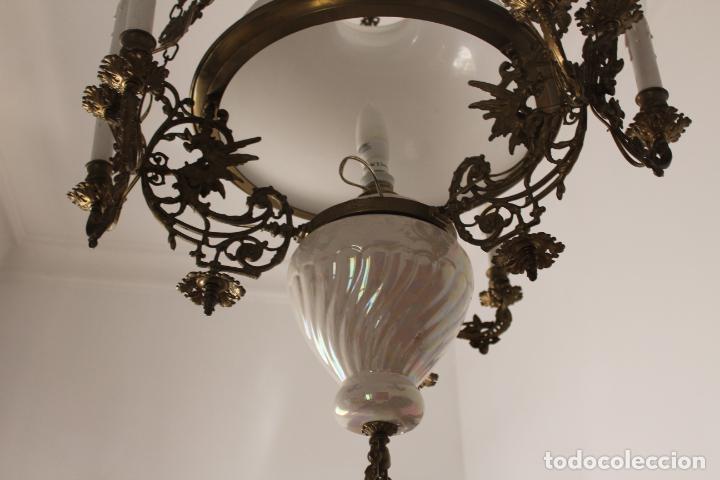 Antig&uuml;edades: lampara sube y baja de bronce - Foto 2