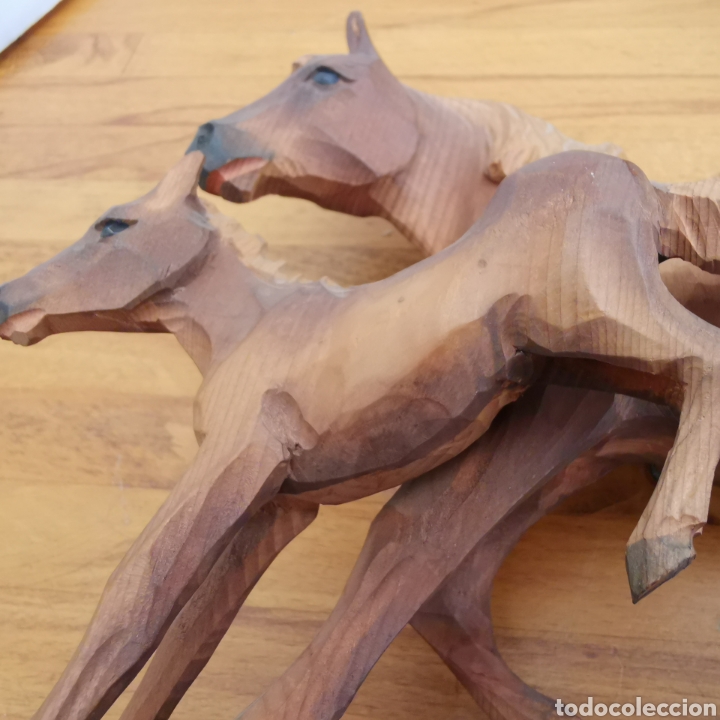 Antig&uuml;edades: Talla de madera de dos caballos, Vienna - Foto 4
