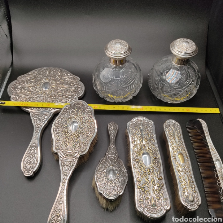juego de tocador cristal tallado y plata punzon - Comprar Prata de Lei  Antiga no todocoleccion