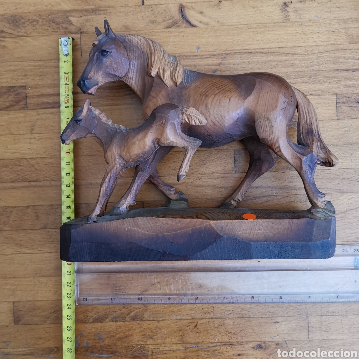 Antig&uuml;edades: Talla de madera de dos caballos, Vienna - Foto 12