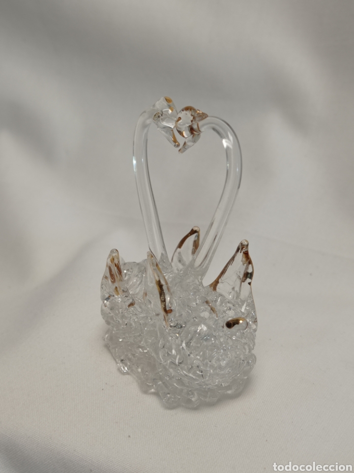 Antig&uuml;edades: PAREJA DE CISNES DE CRISTAL - Foto 2