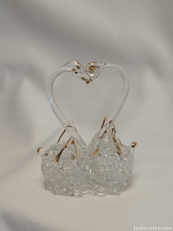 Antig&uuml;edades: PAREJA DE CISNES DE CRISTAL - Foto 1