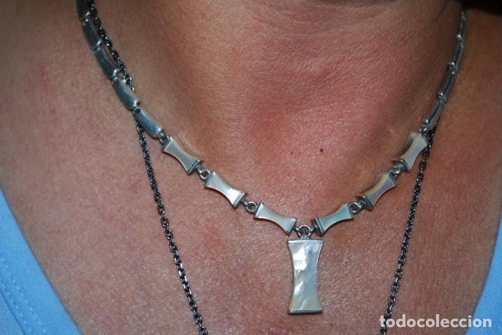 Antig&uuml;edades: Collar de n&aacute;car de plata DE LEY. - Foto 11