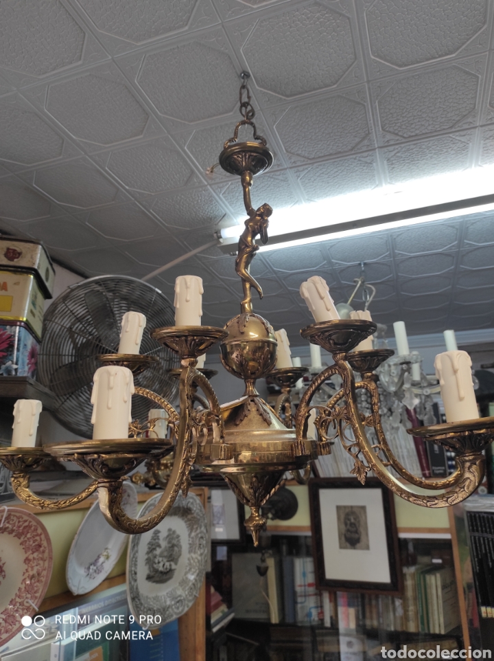 Antig&uuml;edades: Lampara de sal&oacute;n en bronce - Foto 2