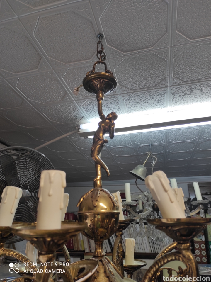 Antig&uuml;edades: Lampara de sal&oacute;n en bronce - Foto 3