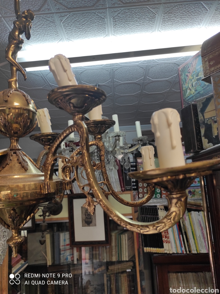 Antig&uuml;edades: Lampara de sal&oacute;n en bronce - Foto 4
