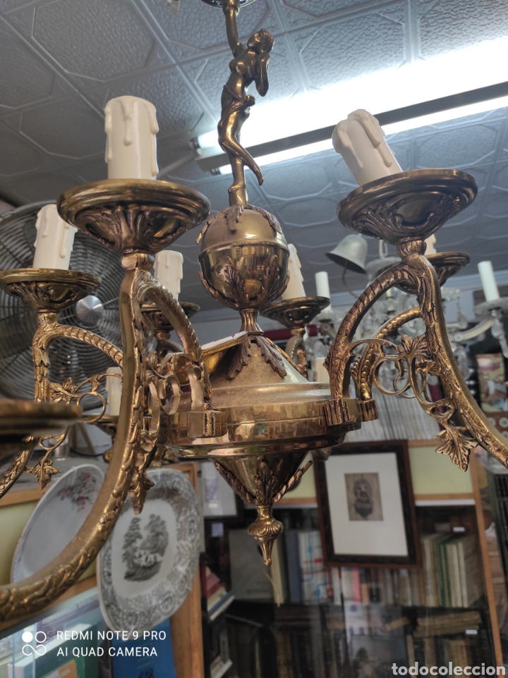 Antig&uuml;edades: Lampara de sal&oacute;n en bronce - Foto 5