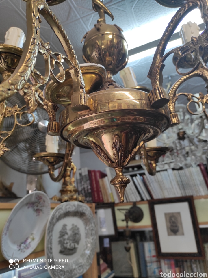 Antig&uuml;edades: Lampara de sal&oacute;n en bronce - Foto 6