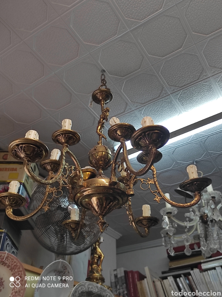Antig&uuml;edades: Lampara de sal&oacute;n en bronce - Foto 1