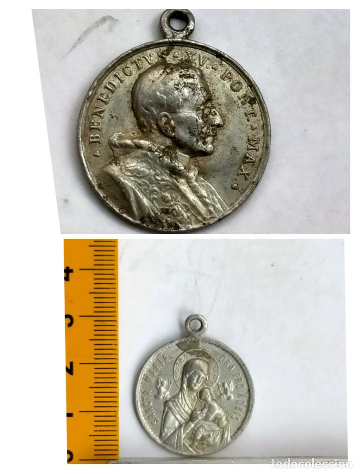 Antig&uuml;edades: antigua medalla benedicto y virgen - Foto 1