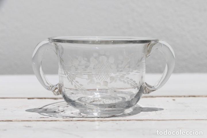 Antiguidades: Vaso peque&ntilde;o barroco antiguo, siglo XVIII, vidrio soplado a mano, portugu&eacute;s