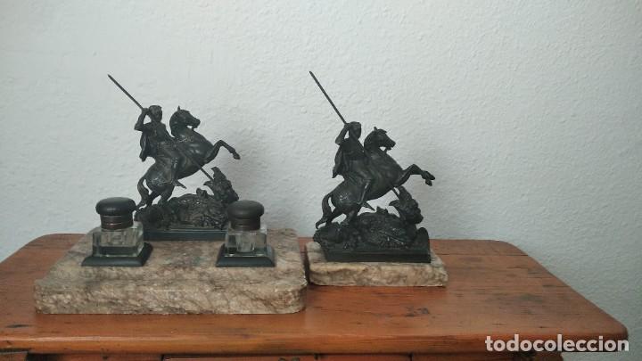 Antig&uuml;edades: ESCRIBAN&Iacute;A DE BRONCE. SAN JORGE - Foto 3