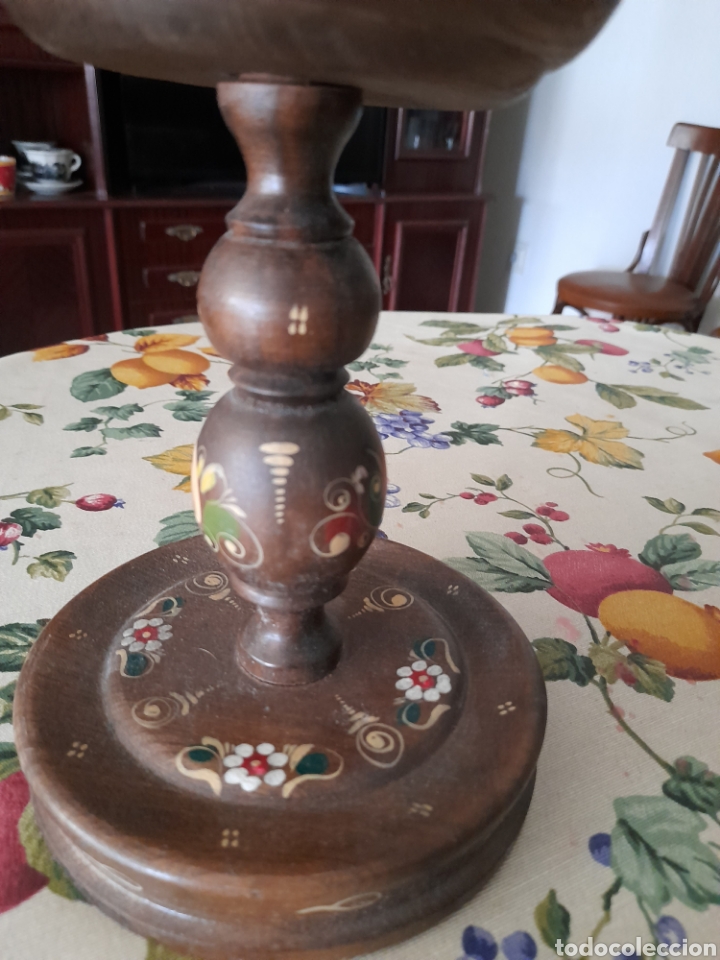 Antig&uuml;edades: Antiguo portavelas de madera - Foto 3