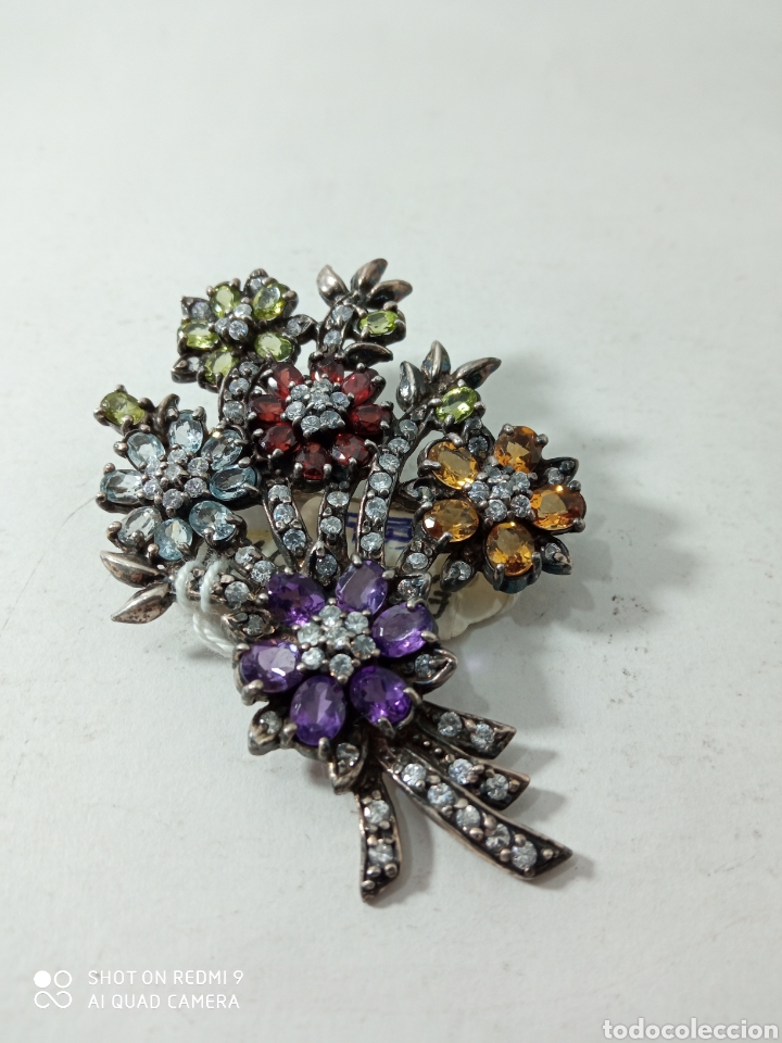 Antig&uuml;edades: Broche plata Piedras + - Foto 4