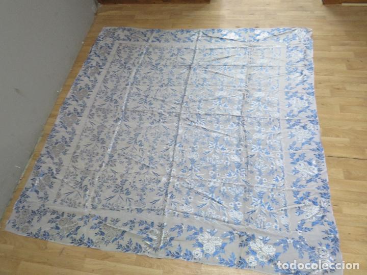 Antig&uuml;edades: TELA DE CAMA DE RASO ADAMASCADA - Foto 2