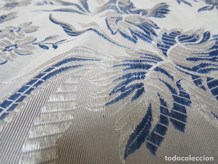 Antig&uuml;edades: TELA DE CAMA DE RASO ADAMASCADA - Foto 5