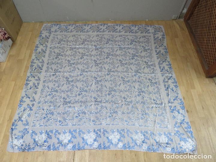 Antig&uuml;edades: TELA DE CAMA DE RASO ADAMASCADA - Foto 1