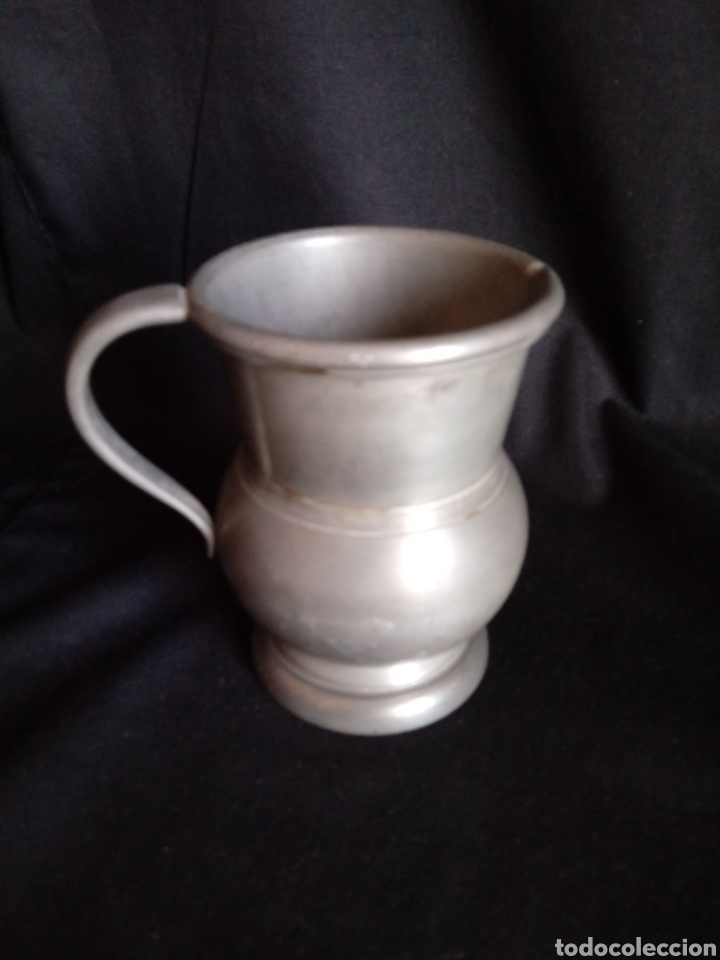 Antigüedades: Pequeña jarra de estaño con sellos - Foto 3 - 270569198