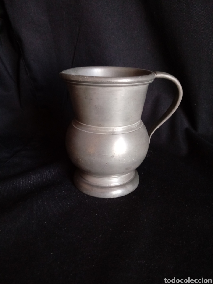 Antigüedades: Pequeña jarra de estaño con sellos - Foto 1 - 270569198