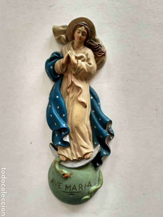 Antig&uuml;edades: VIRGEN DE ESCAYOLA PARA COLGAR. - Foto 2